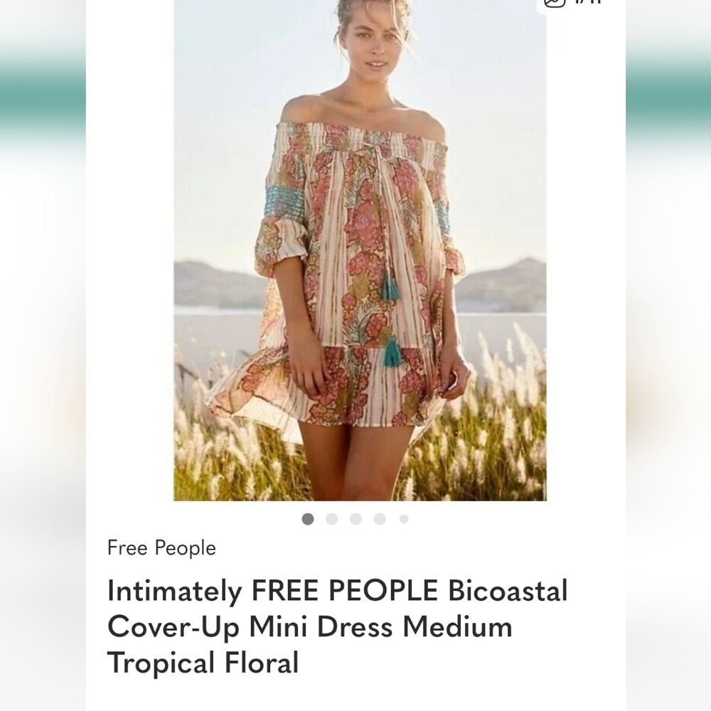Free People Multicolor Floral Beach Cover Up Mini Dress